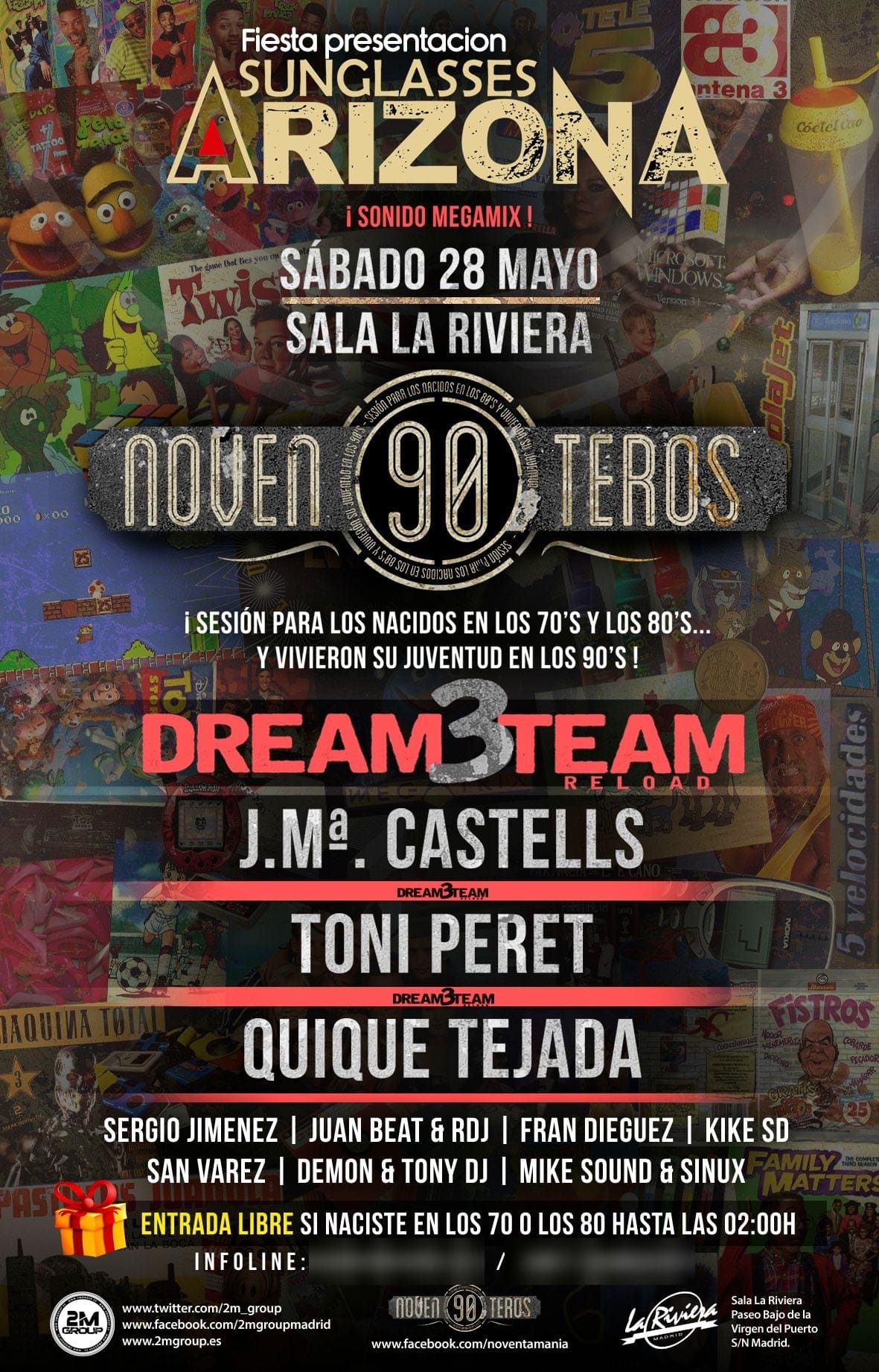 Cartel de «Noventeros · Presentación Sunglasses Arizona»